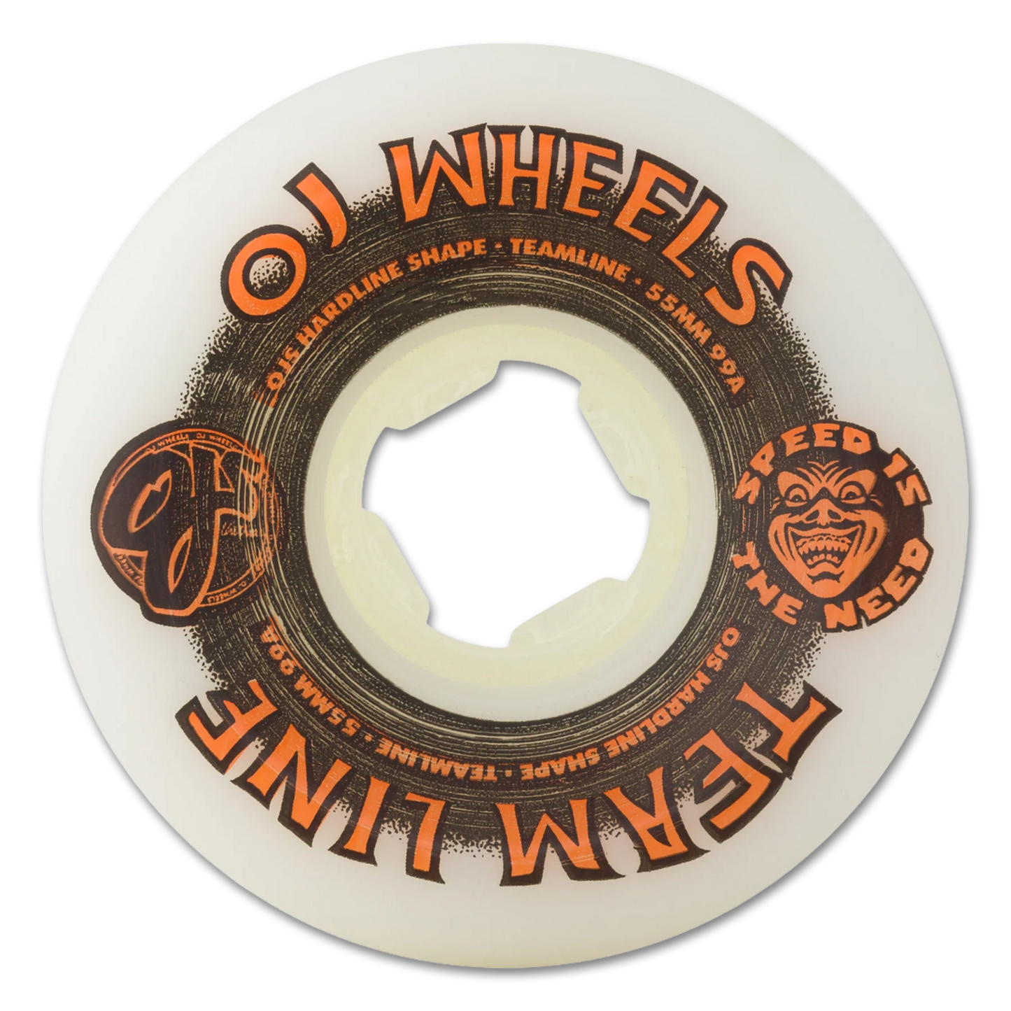 OJ Wheels 55mm Original White Black/Orange Hardline 99a