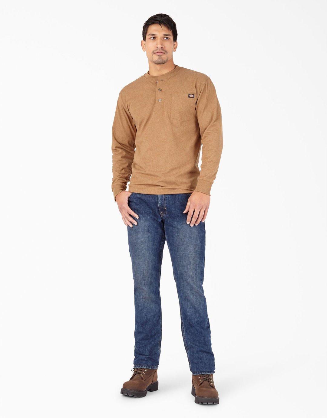 Dickies Long Sleeve Henley Brown Duck