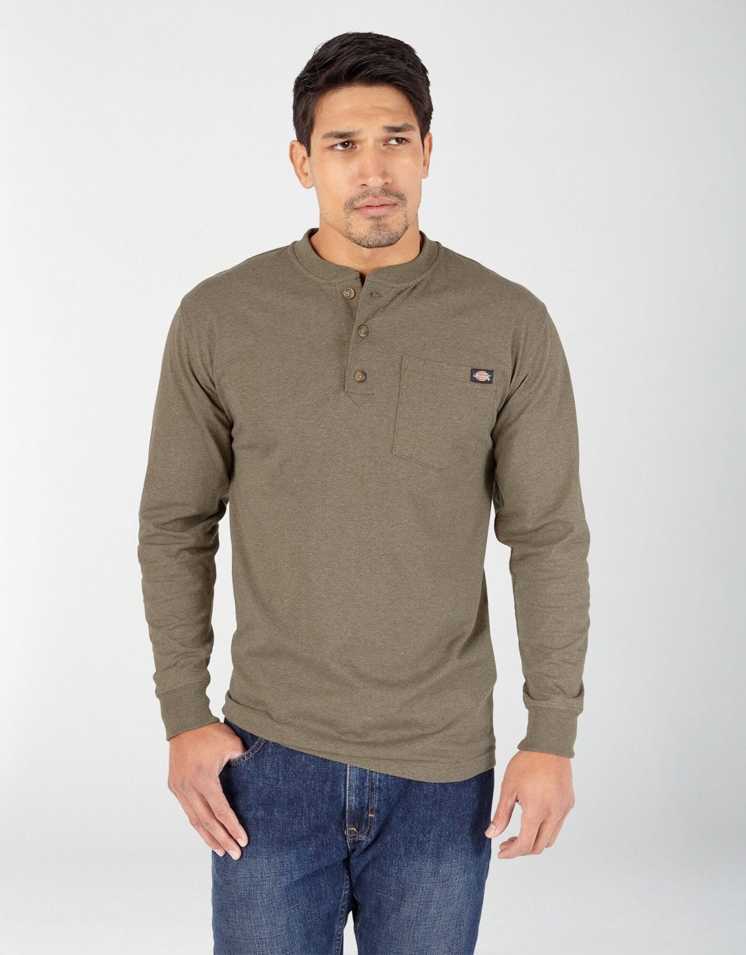 Dickies Long Sleeve Henley Military Green