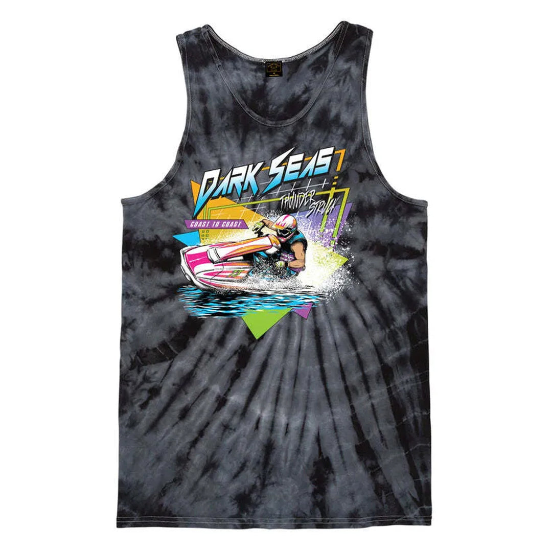 Dark Seas Wave Rave Tank Top - Tie Dye Black