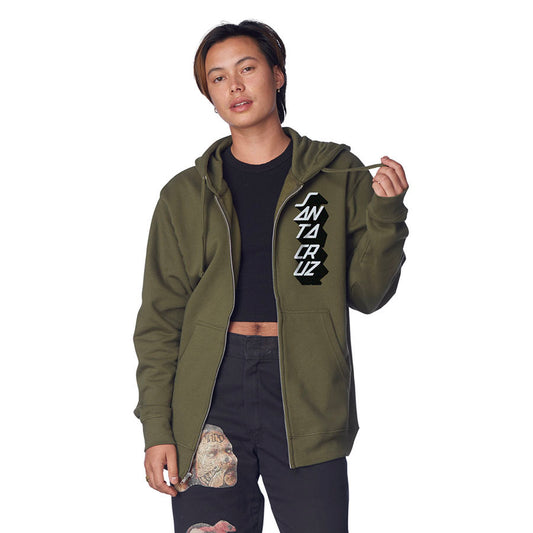 Santa Cruz Stacked Step Strip Zip Hoodie Army Green
