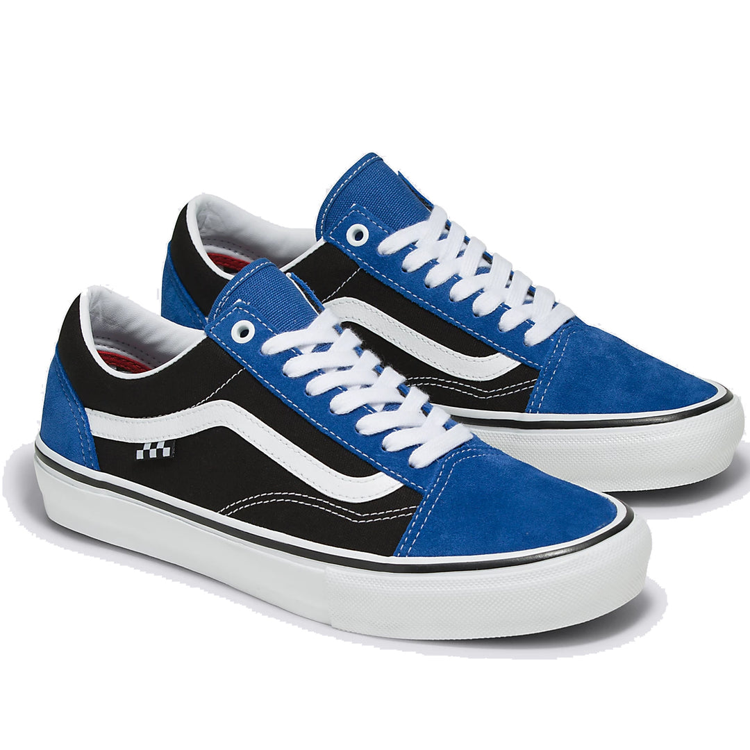 Old skool vans blue and white best sale