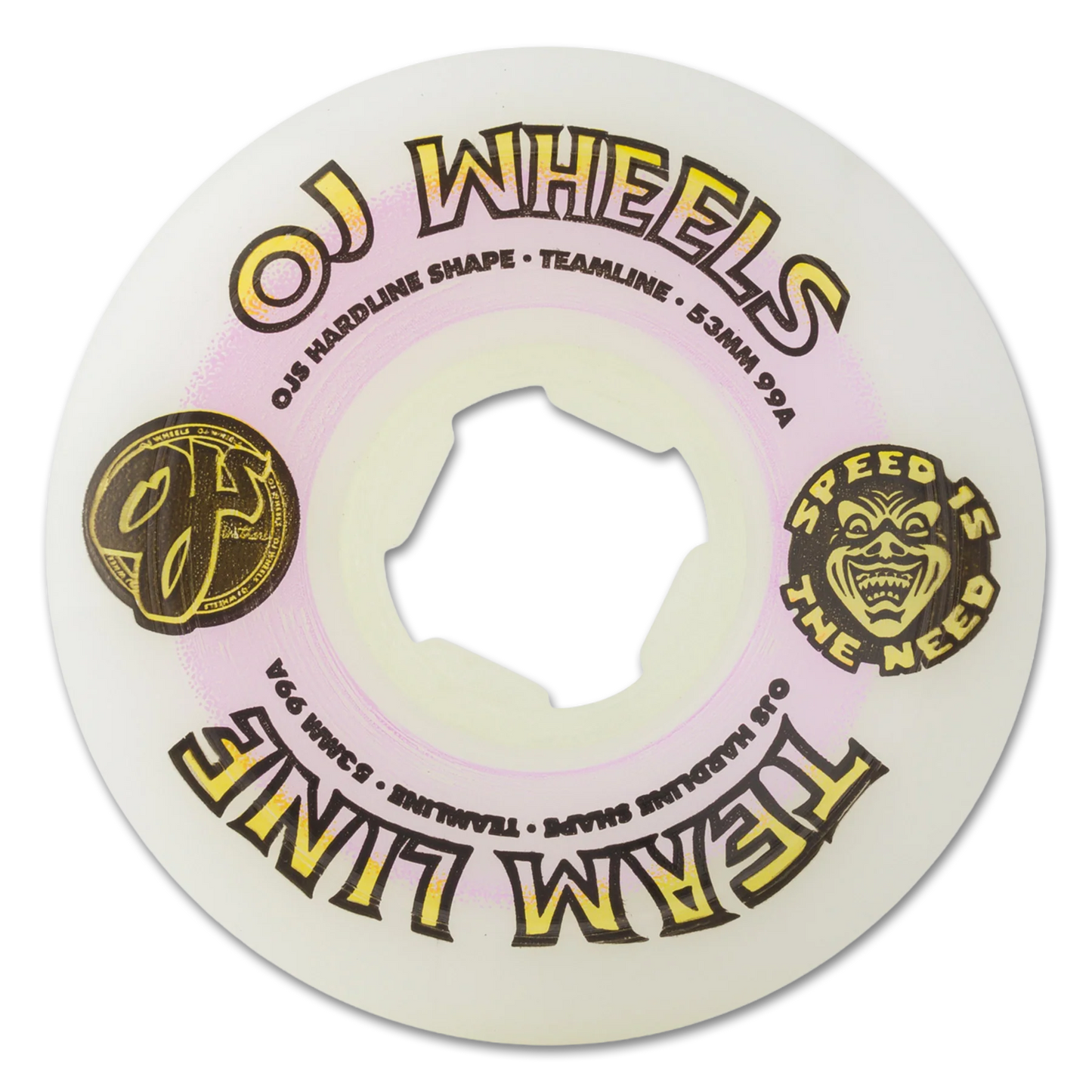 OJ Wheels 53mm Team Line Original White Purple/Yellow Hardline 99a