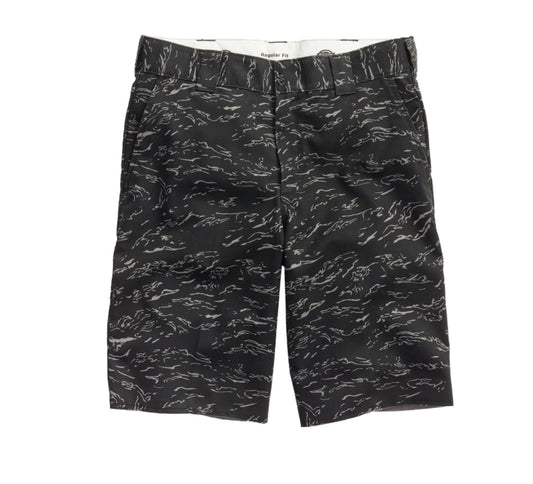 Dickies Skateboarding 11" Flat Front Shorts Black Tiger Print