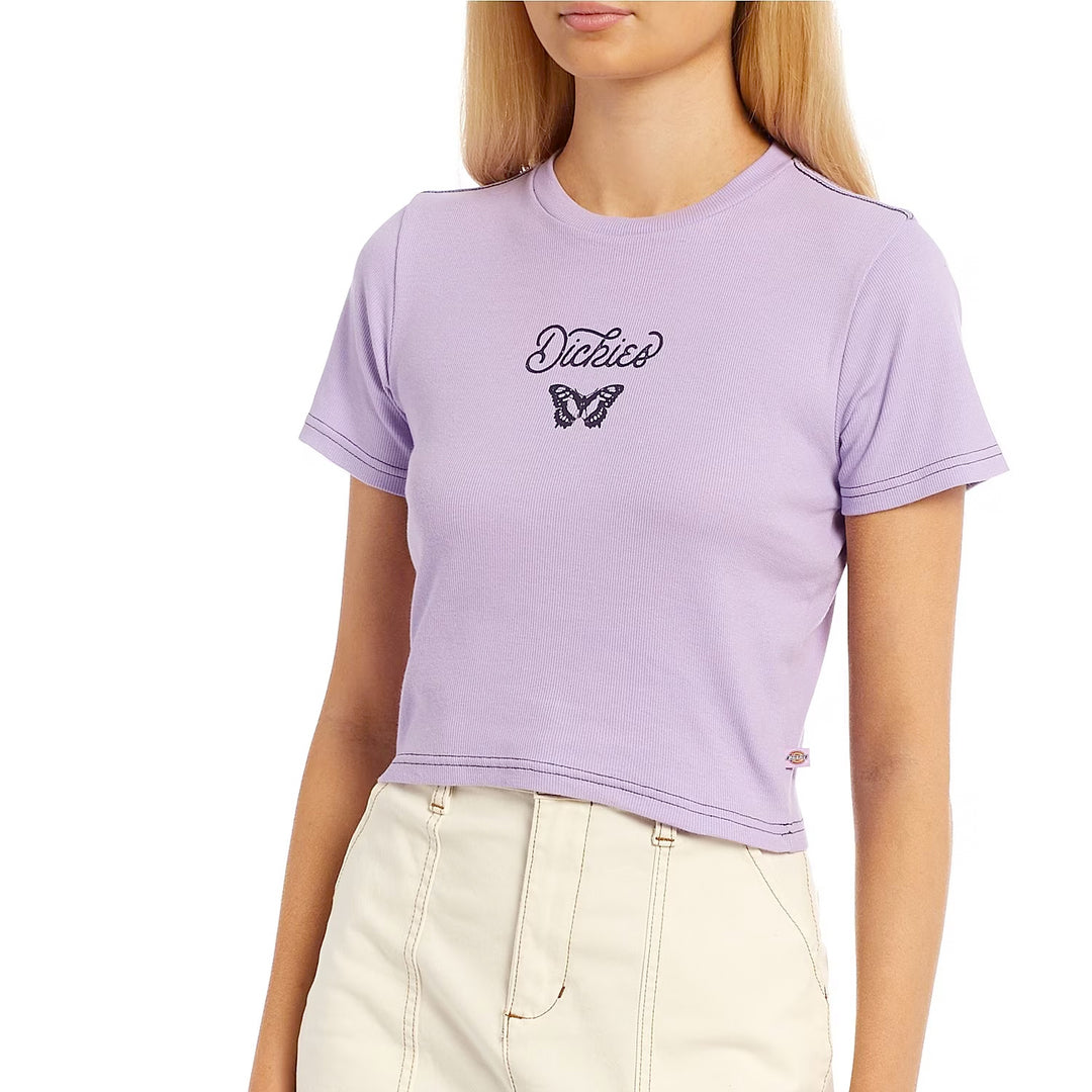 Dickies Women's Butterfly Graphic Cropped Baby T-Shirt - Purple Rose